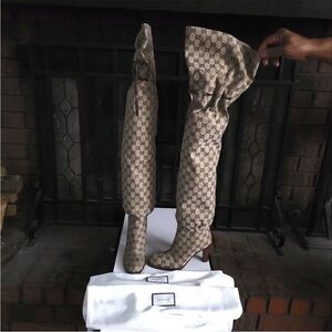 GUCCI OVER THE KNEEE MONOGRAM BOOTS